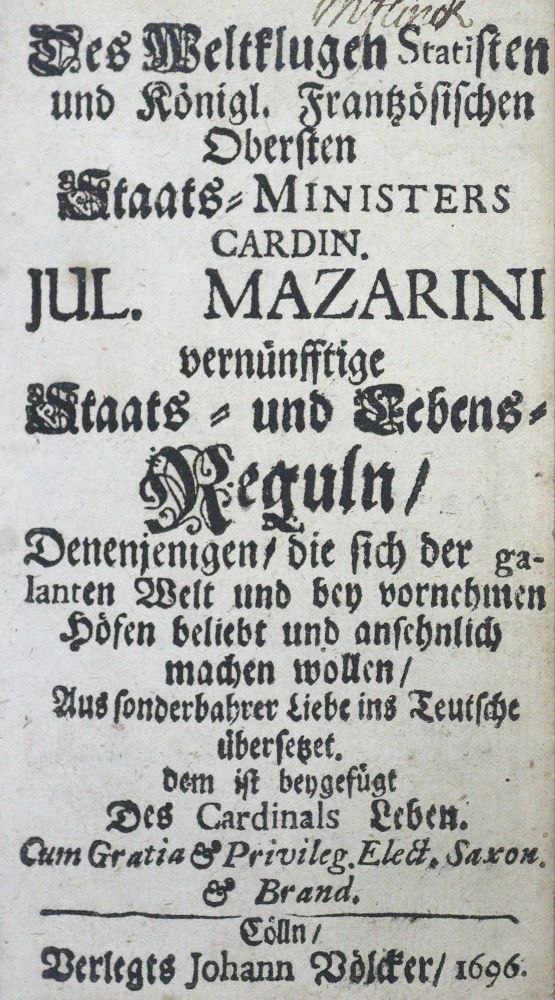 Große Abbildung Nr.2: 125-1155 Mazarin,J.: (Literatur und illustrierte Bücher bis 19.Jahrhundert)