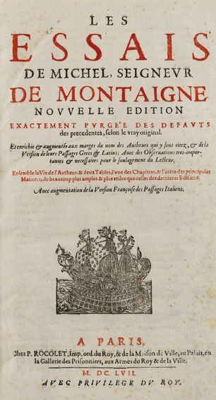 Große Abbildung Nr.1: 125-1159 Montaigne,M.de.: (Literatur und illustrierte Bücher bis 19.Jahrhundert)