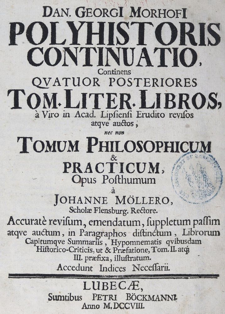 Große Abbildung Nr.1: 125-1160 Morhof,D.G.: (Literatur und illustrierte Bücher bis 19.Jahrhundert)