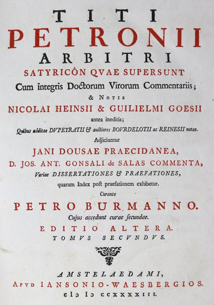 Große Abbildung Nr.2: 125-1168 Petronius,A.T.: (Literatur und illustrierte Bücher bis 19.Jahrhundert)