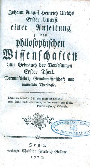 Große Abbildung Nr.1: 125-1169 Ulrich,J.A.F.: (Philosophie)