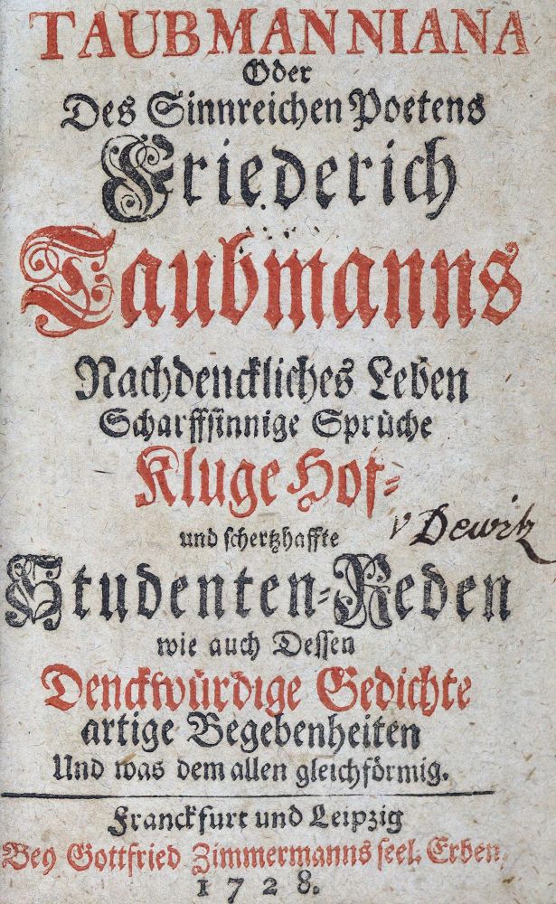 Große Abbildung Nr.2: 125-1202 Taubmann,F.: (Literatur und illustrierte Bücher bis 19.Jahrhundert)