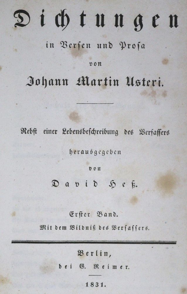 Große Abbildung Nr.2: 125-1208 Usteri,J.M.: (Literatur und illustrierte Bücher bis 19.Jahrhundert)