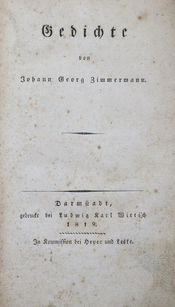 Große Abbildung Nr.1: 125-1234 Zimmermann,J.G.: (Literatur und illustrierte Bücher bis 19.Jahrhundert)
