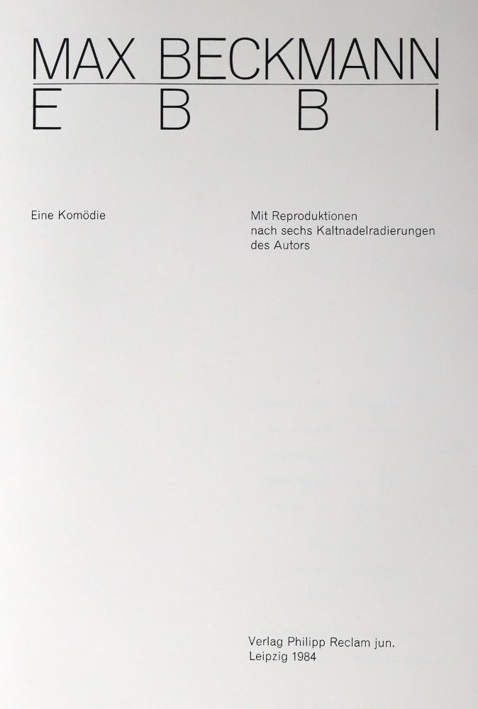 Große Abbildung Nr.2: 125-1253 Beckmann,M.: (Literatur und illustrierte Bücher 20.Jahrhundert - Alte Literatur in modernen Ausgaben)
