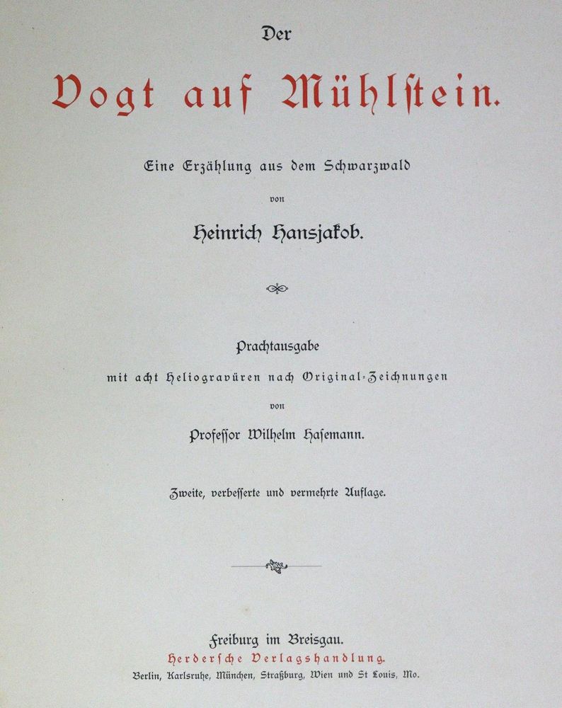 Große Abbildung Nr.2: 125-1307 Hansjakob,H.: (Literatur und illustrierte Bücher 20.Jahrhundert - Alte Literatur in modernen Ausgaben)