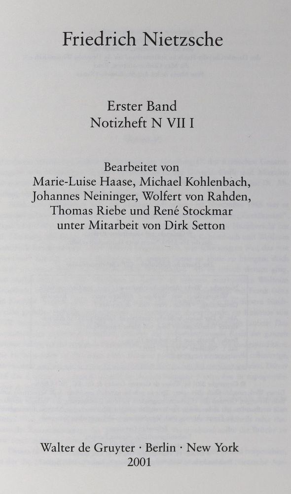 Große Abbildung Nr.1: 125-1372 Nietzsche,F.: (Literatur und illustrierte Bücher 20.Jahrhundert - Alte Literatur in modernen Ausgaben)
