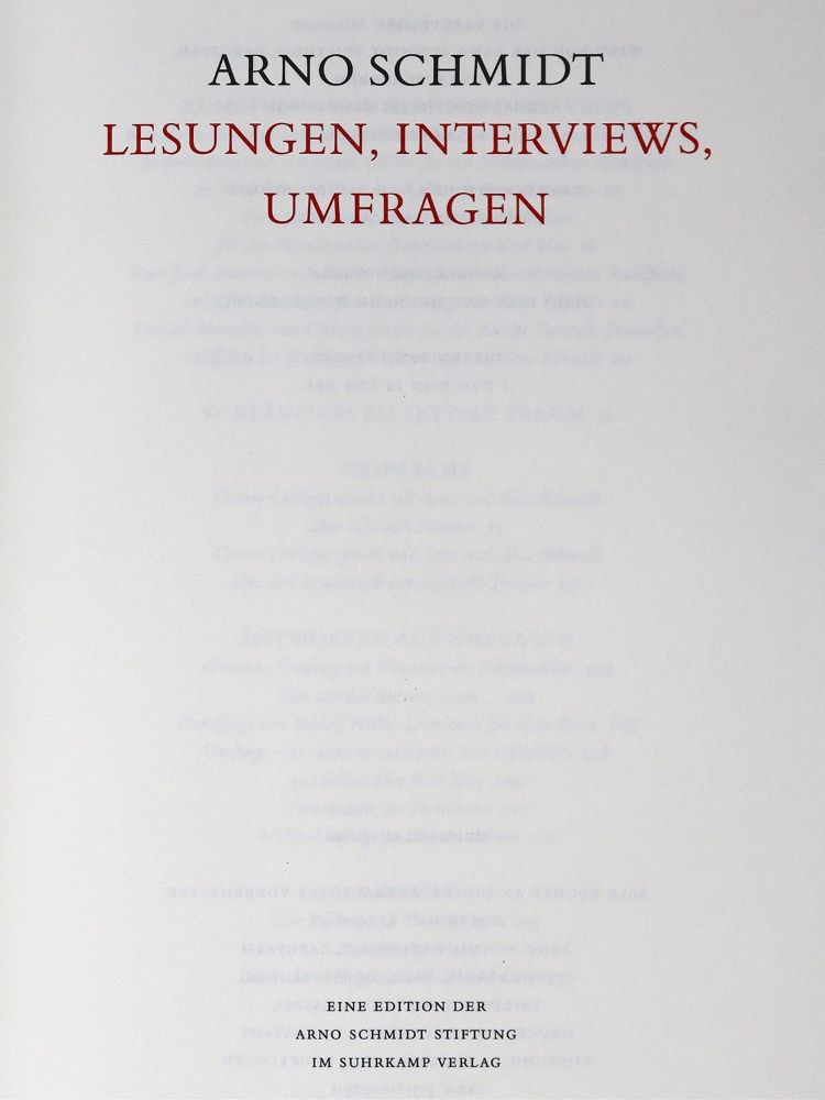 Große Abbildung Nr.1: 125-1434 Schmidt,A.: (Literatur und illustrierte Bücher 20.Jahrhundert - Alte Literatur in modernen Ausgaben)