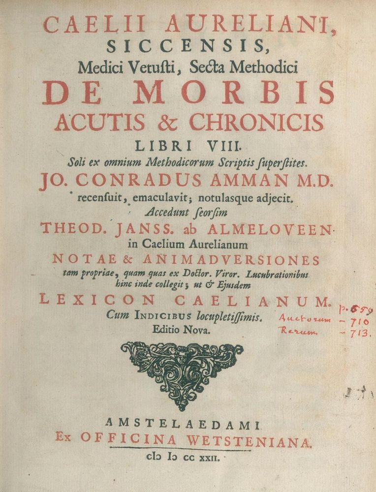 Große Abbildung Nr.2: 125-1527 Caelius Aurelianus.: (Medizin)