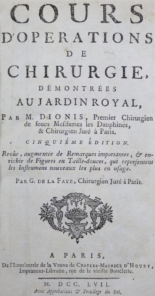 Große Abbildung Nr.2: 125-1534 Dionis,(P.).: (Medizin, Chirurgie)