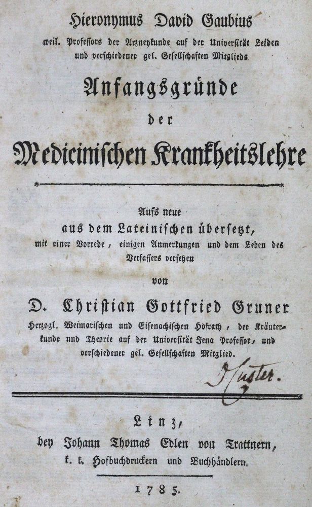 Große Abbildung Nr.1: 125-1549 Gaubius,H.D.: (Medizin)