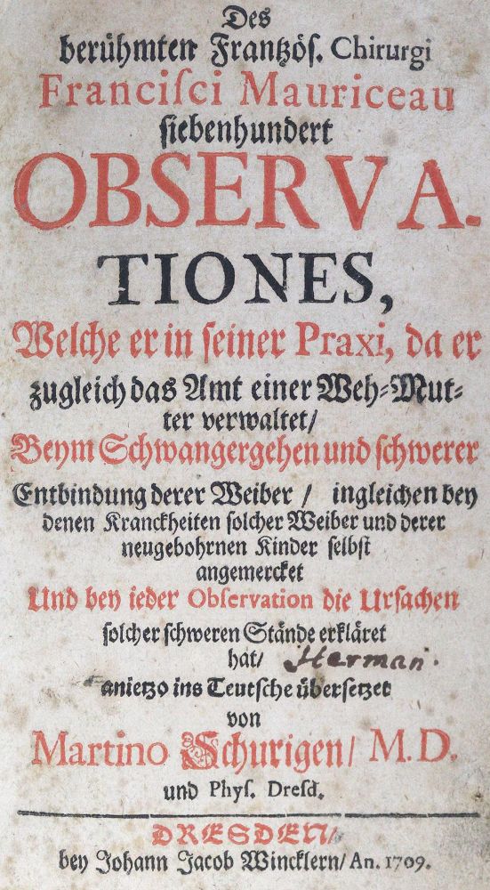 Große Abbildung Nr.1: 125-1556 Mauriceau,F.: (Medizin, Gynäkologie)
