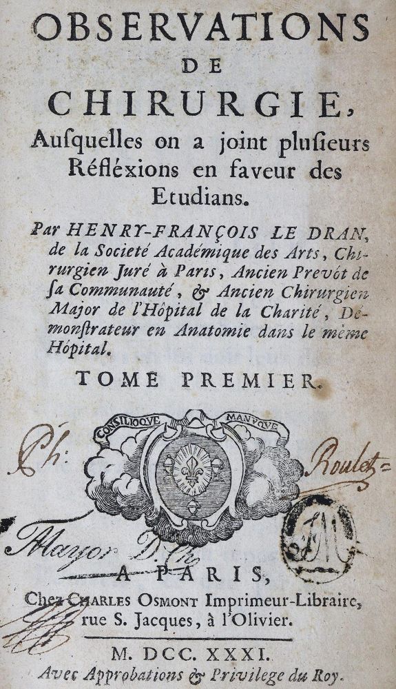 Große Abbildung Nr.1: 125-1570 Le Dran,H.F.: (Medizin)