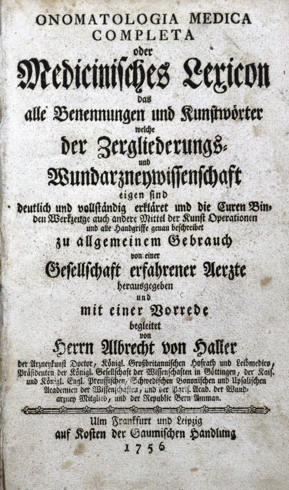 Große Abbildung Nr.1: 125-1578 Onomatologia medica completa: (Medizin)