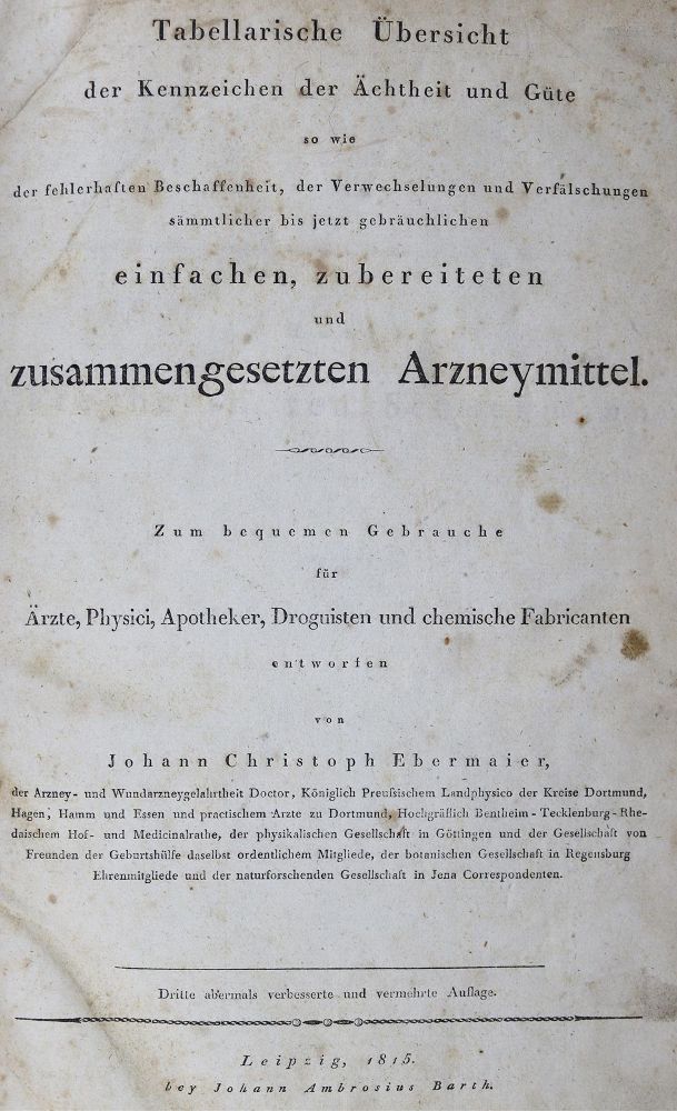 Große Abbildung Nr.1: 125-1584 Ebermaier,J.C.: (Medizin, Pharmazie)