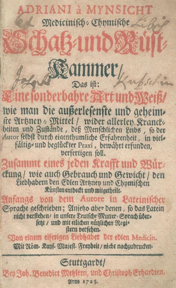Große Abbildung Nr.1: 125-1586 Mynsicht,A.v. (d.i. A.Seumenicht).: (Medizin, Pharmazie)