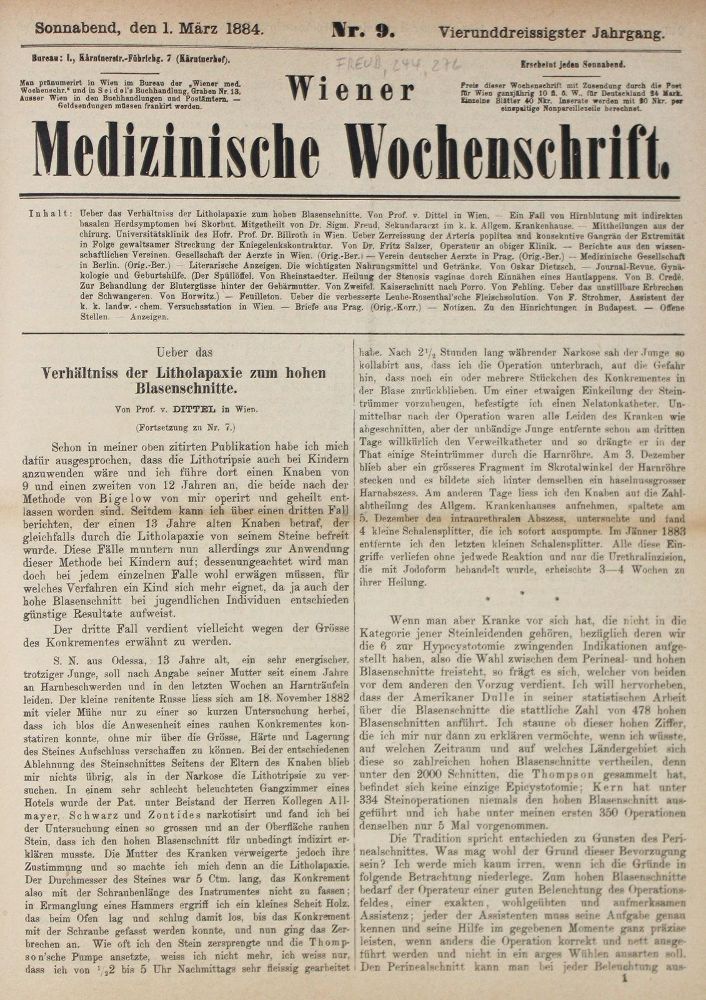 Große Abbildung Nr.1: 125-1594 Freud,S.: (Medizin, Psychologie)