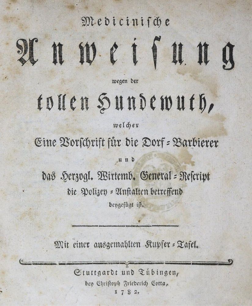 Große Abbildung Nr.1: 125-1623 (Jäger,C.F.).: (Medizin, Tollwut)