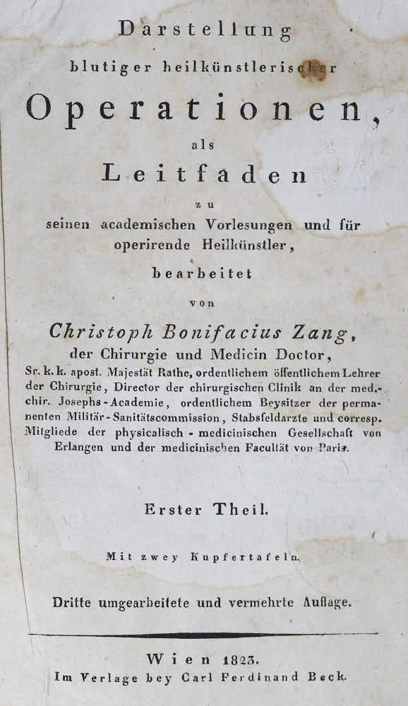 Große Abbildung Nr.1: 125-1635 Zang,C.B.: (Medizin)