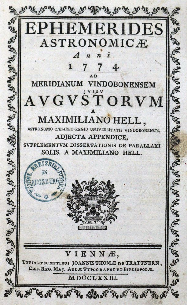 Große Abbildung Nr.1: 125-1672 Hell,M.: (Verschiedene Gebiete - Varia, Astronomie)