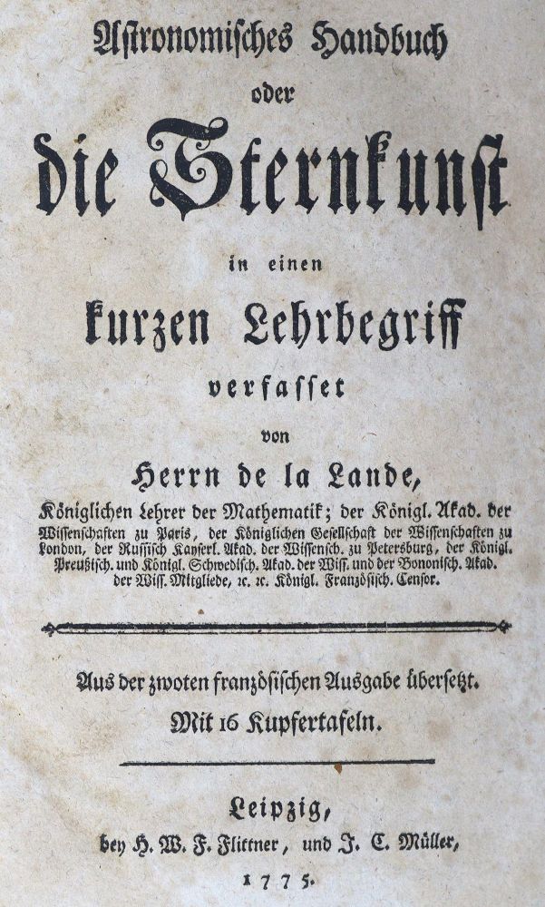 Große Abbildung Nr.1: 125-1673 Lalande,(J.J.)de.: (Verschiedene Gebiete - Varia, Astronomie)
