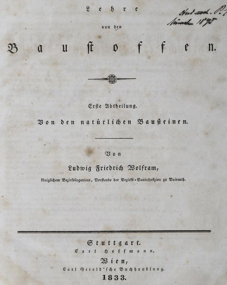 Große Abbildung Nr.1: 125-1682 Wolfram,L.F.: (Verschiedene Gebiete - Varia, Bauwesen)