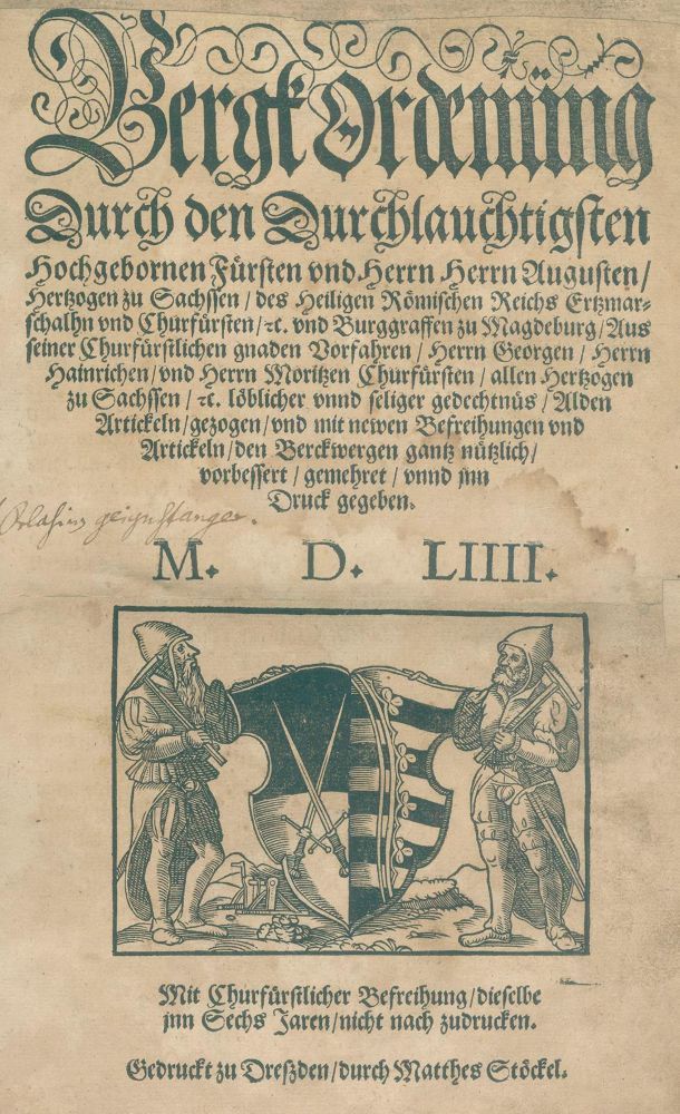 Große Abbildung Nr.1: 125-1683 Bergk Ordenung: (Verschiedene Gebiete - Varia, Bergbau)