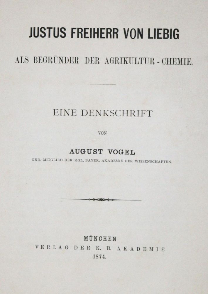 Große Abbildung Nr.1: 125-1689 Vogel,A.: (Verschiedene Gebiete - Varia, Chemie, Liebig)