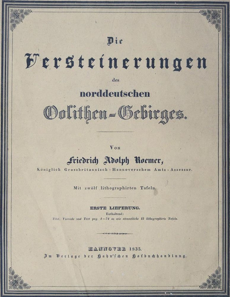 Große Abbildung Nr.1: 125-1698 Roemer,F.A.: (Verschiedene Gebiete - Varia, Geologie - Mineralogie u. Paläontologie)