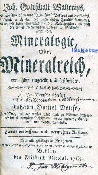 Große Abbildung Nr.1: 125-1700 Wallerius,J.G.: (Verschiedene Gebiete - Varia, Geologie - Mineralogie u. Paläontologie)