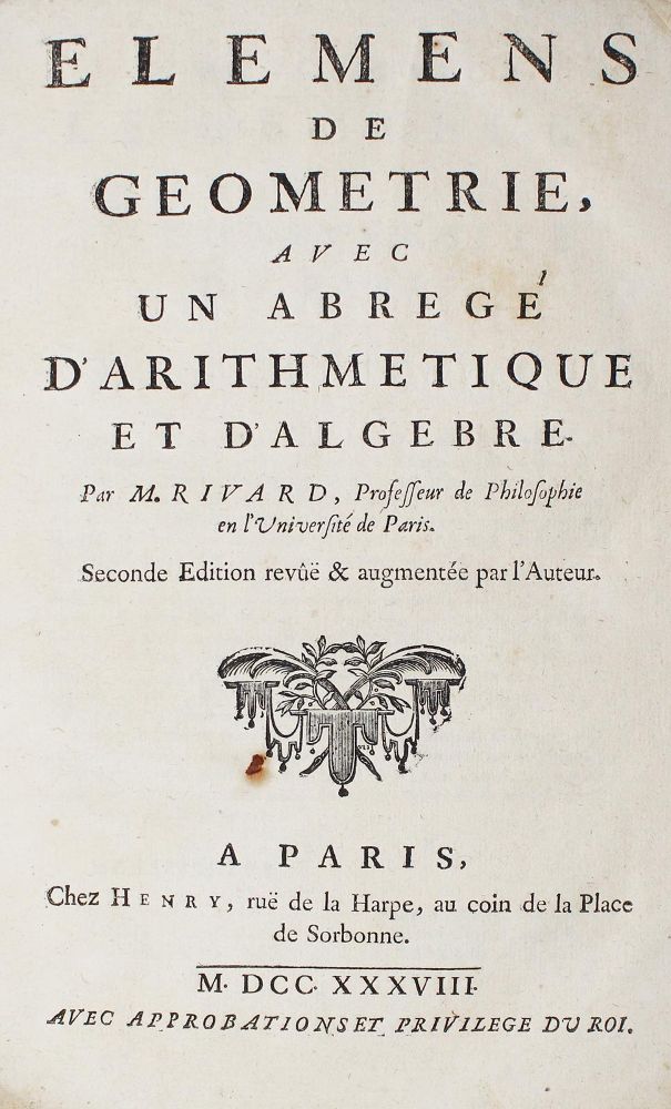 Große Abbildung Nr.1: 125-1710 Rivard,(D.F.).: (Verschiedene Gebiete - Varia, Mathematik)