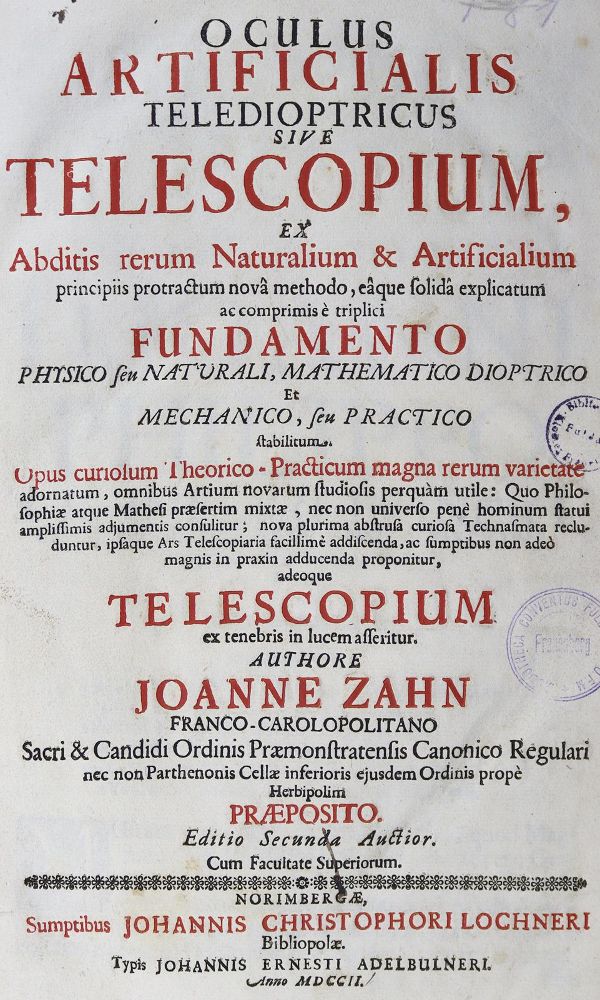 Große Abbildung Nr.1: 125-1717 Zahn,J.: (Verschiedene Gebiete - Varia, Optik)