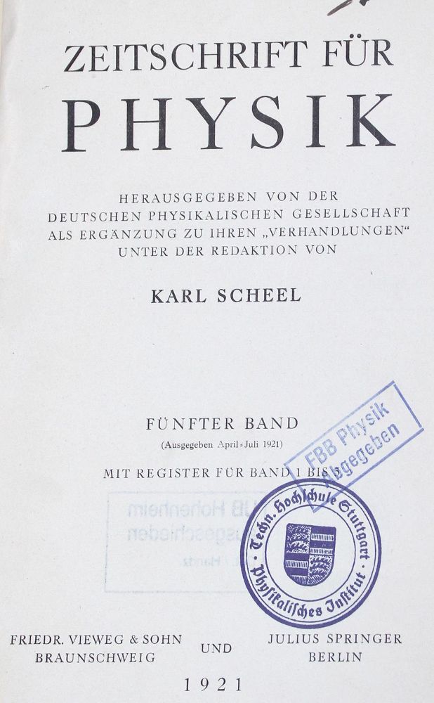 Große Abbildung Nr.1: 125-1722 Scheel,K. (Hrsg.).: (Verschiedene Gebiete - Varia, Physik)
