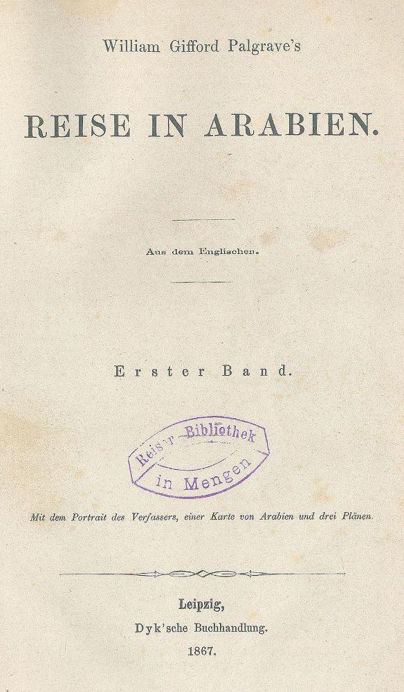 Große Abbildung Nr.1: 125-1772 Palgrave,W.G.: (Asien, Arabien)