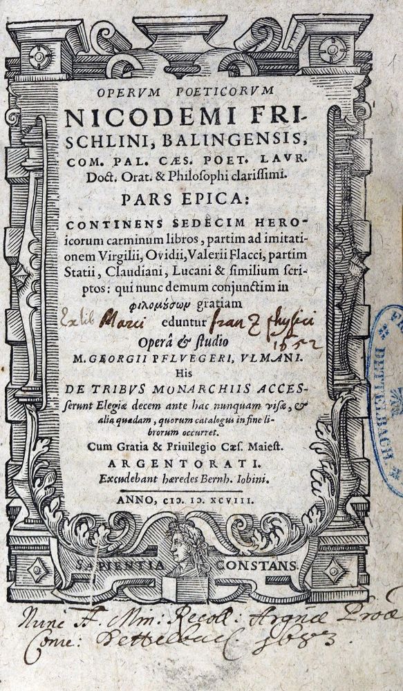 Große Abbildung Nr.1: 125-181 Frischlin,N.: (Alte Drucke, Handschriften und Theologie)