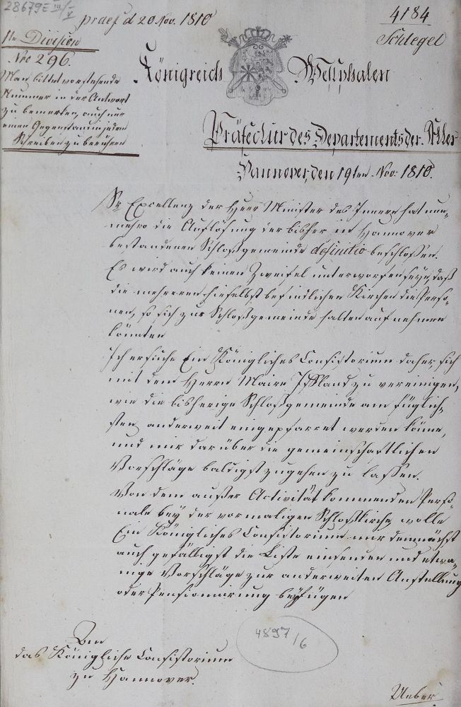 Große Abbildung Nr.2: 125-1840 Hannover.: (Deutschland, Handschriften)