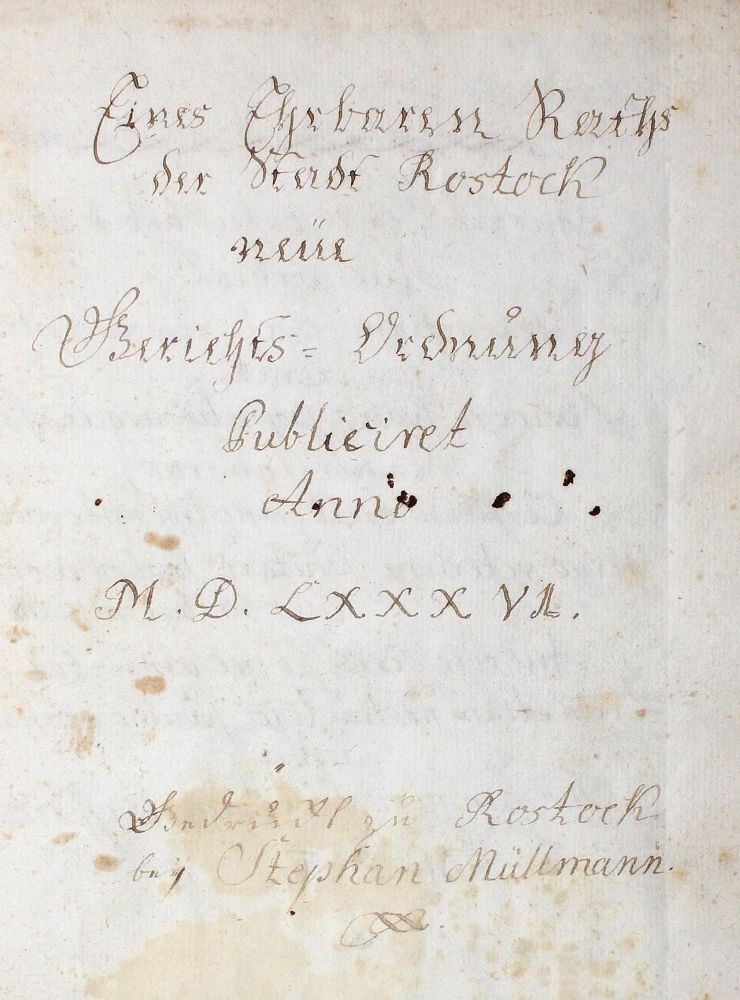 Große Abbildung Nr.1: 125-1842 Rostock.: (Deutschland, Handschriften)