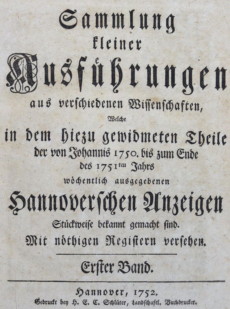 Große Abbildung Nr.1: 125-1845 Hannoverische gelehrte Anzeigen.: (Deutschland, Hannover)