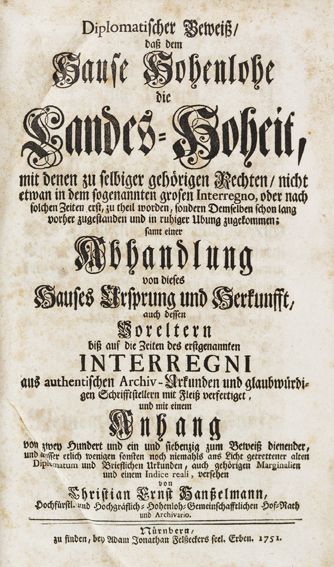 Große Abbildung Nr.1: 125-1853 Hansselmann,C.E.: (Deutschland, Hohenlohe)