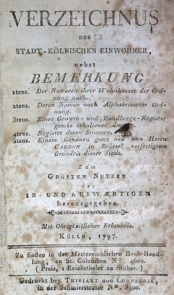 Große Abbildung Nr.1: 125-1856 Verzeichnus: (Deutschland, Köln)
