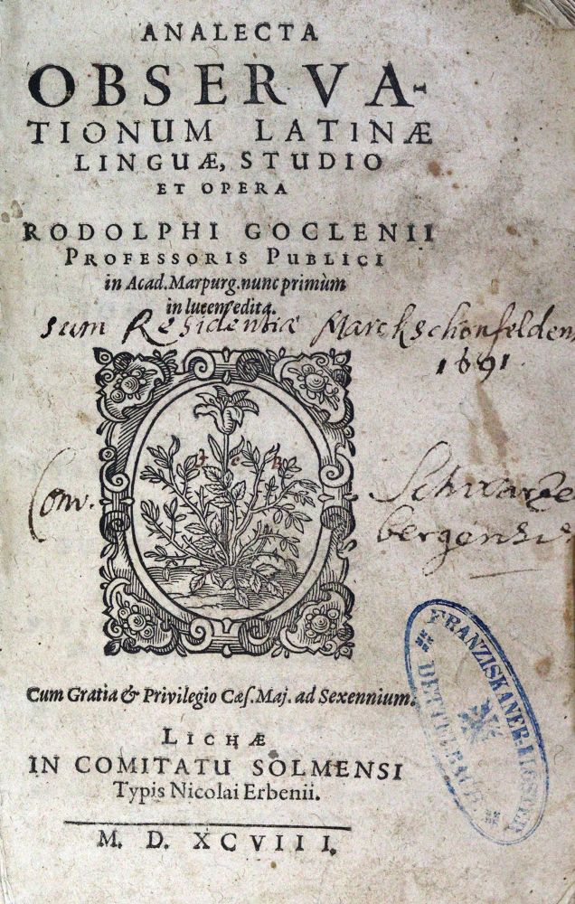 Große Abbildung Nr.1: 125-188 Goclenius,R. (d.Ä.).: (Alte Drucke, Handschriften und Theologie)