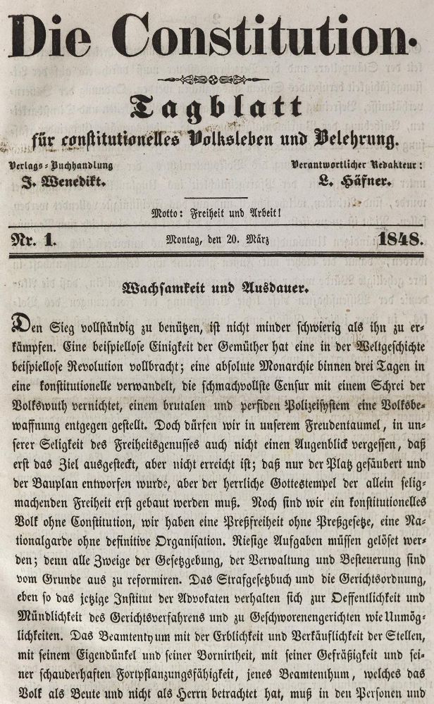 Große Abbildung Nr.1: 125-1889 Constitution, Die.: (Deutschland, Revolution 1848/49 - Vormärz - Politik)