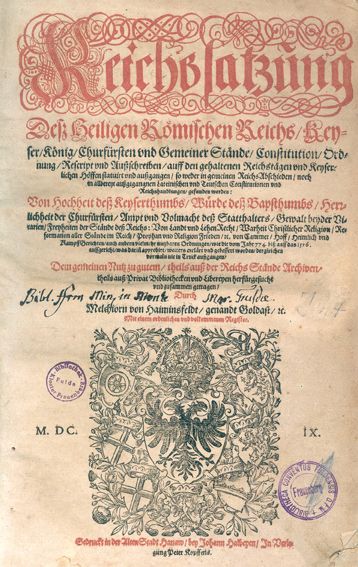 Große Abbildung Nr.1: 125-189 Goldast v. Haiminsfeld,M.: (Alte Drucke, Handschriften und Theologie)