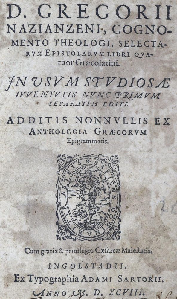 Große Abbildung Nr.1: 125-193 Gregorius Nazianzenus.: (Alte Drucke, Handschriften und Theologie)
