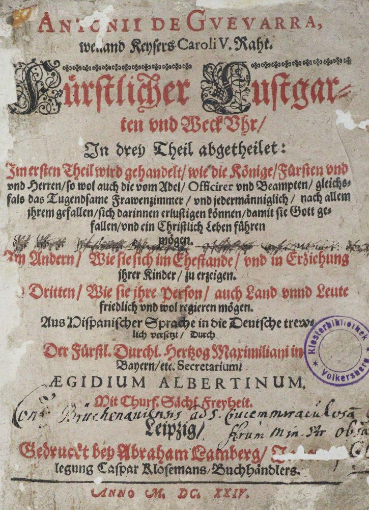 Große Abbildung Nr.1: 125-199 Guevara,A.de.: (Alte Drucke, Handschriften und Theologie)