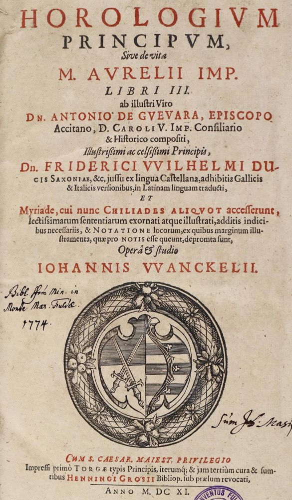 Große Abbildung Nr.1: 125-200 Guevara,A.de.: (Alte Drucke, Handschriften und Theologie)