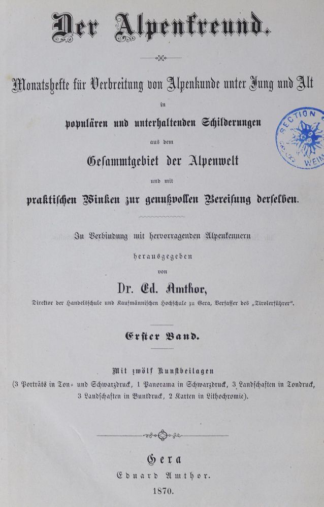 Große Abbildung Nr.2: 125-2022 Amthor,E. (Hrsg.).: (Verschiedene Länder - Geschichte, Alpen und Alpinismus)