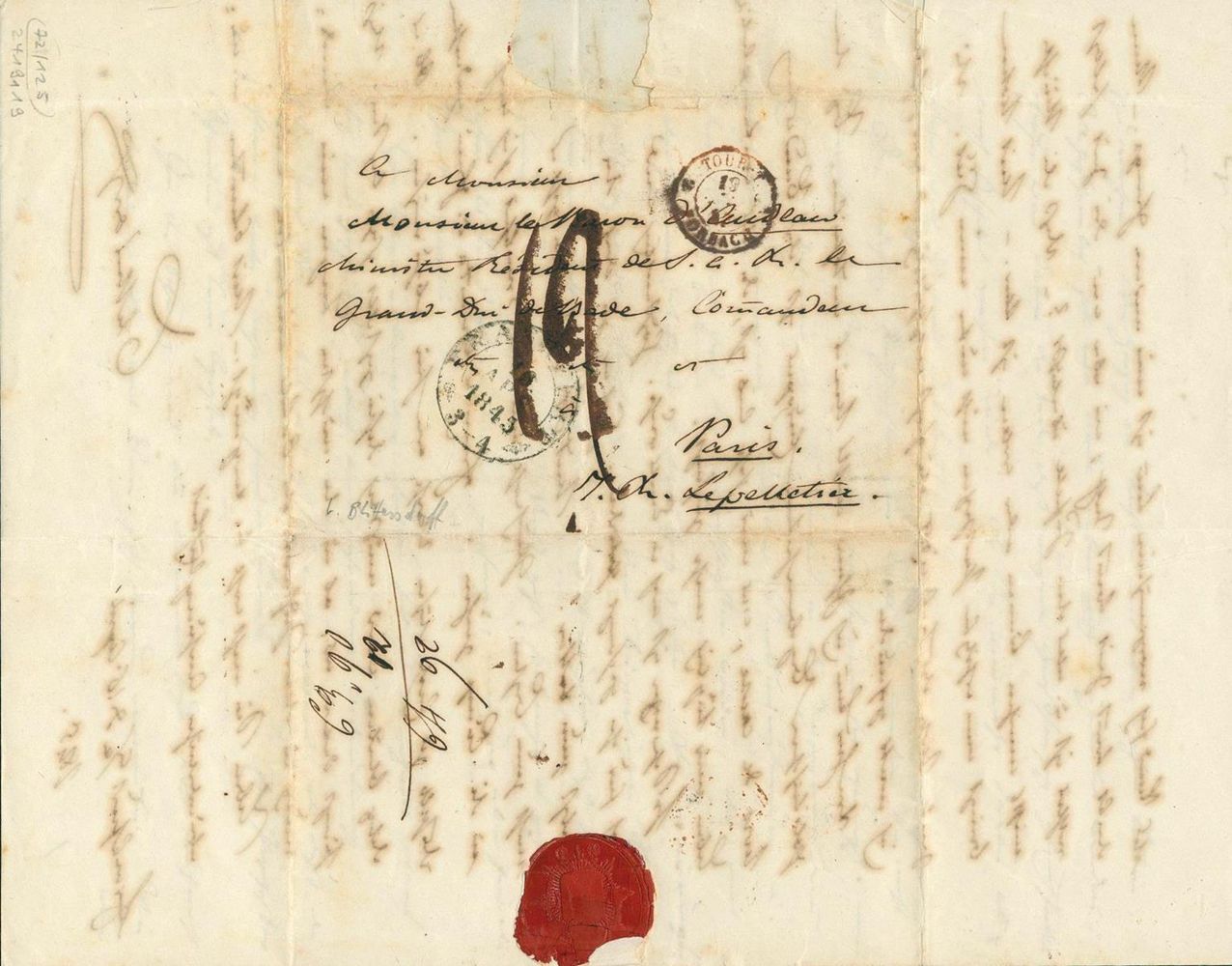 Große Abbildung Nr.2: 125-2138 Blittersdorf, Friedrich Frhr. v.,: (Autographen)