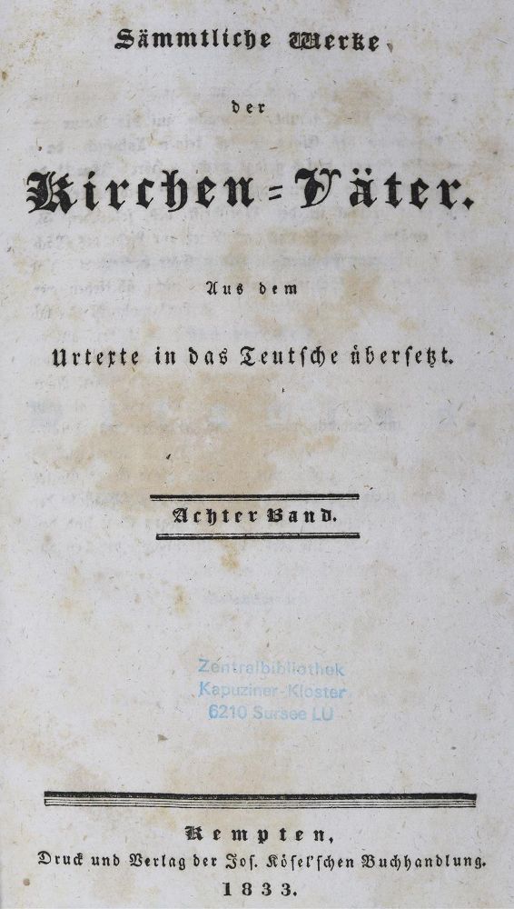 Große Abbildung Nr.1: 125-269 Kirchen-Väter.: (Alte Drucke, Handschriften und Theologie)