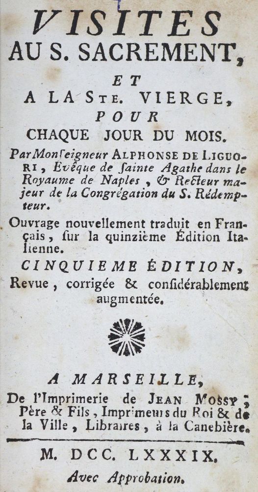 Große Abbildung Nr.1: 125-286 Liguori,A.de.: (Alte Drucke, Handschriften und Theologie)